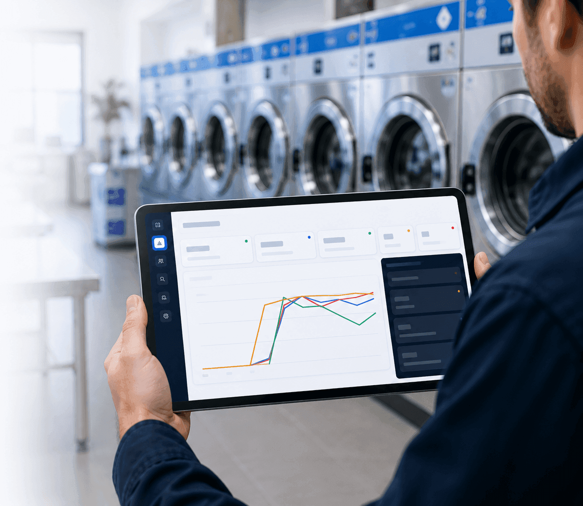 Multi-store laundromat operator using LaundryManagerPro laundromat management software