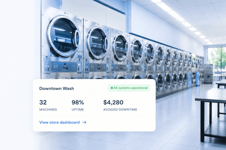 Laundromat machines monitored in LaundryManagerPro laundromat management software